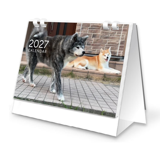 秋田犬ぱたこ＆こむぎ2027 卓上カレンダー
